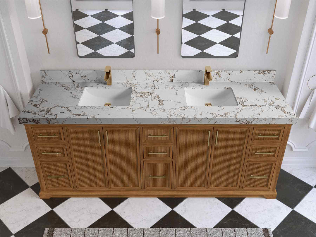 Alys Teak Wood 84 in. W x 22 in. D Double Sink Bathroom Vanity | 
              
                Dark Natural Teak
                
                  
             - ALS_TK_DNT_WHQZ_84D - photo №40