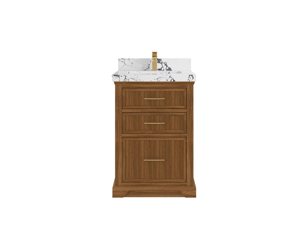 Alys Teak Wood 24 in. W x 22 in. D Single Sink Bathroom Vanity