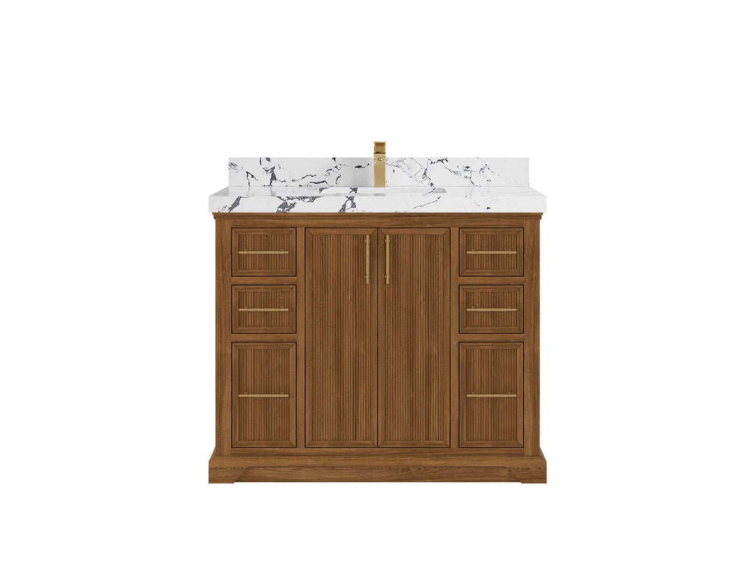 Alys Teak Wood 42 in. W x 22 in. D Single Sink Bathroom Vanity