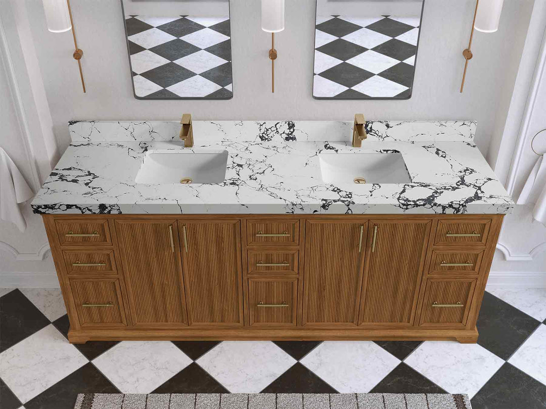 Alys Teak Wood 84 in. W x 22 in. D Double Sink Bathroom Vanity | 
              
                Dark Natural Teak
                
                  
             - ALS_TK_DNT_WHQZ_84D - photo №41
