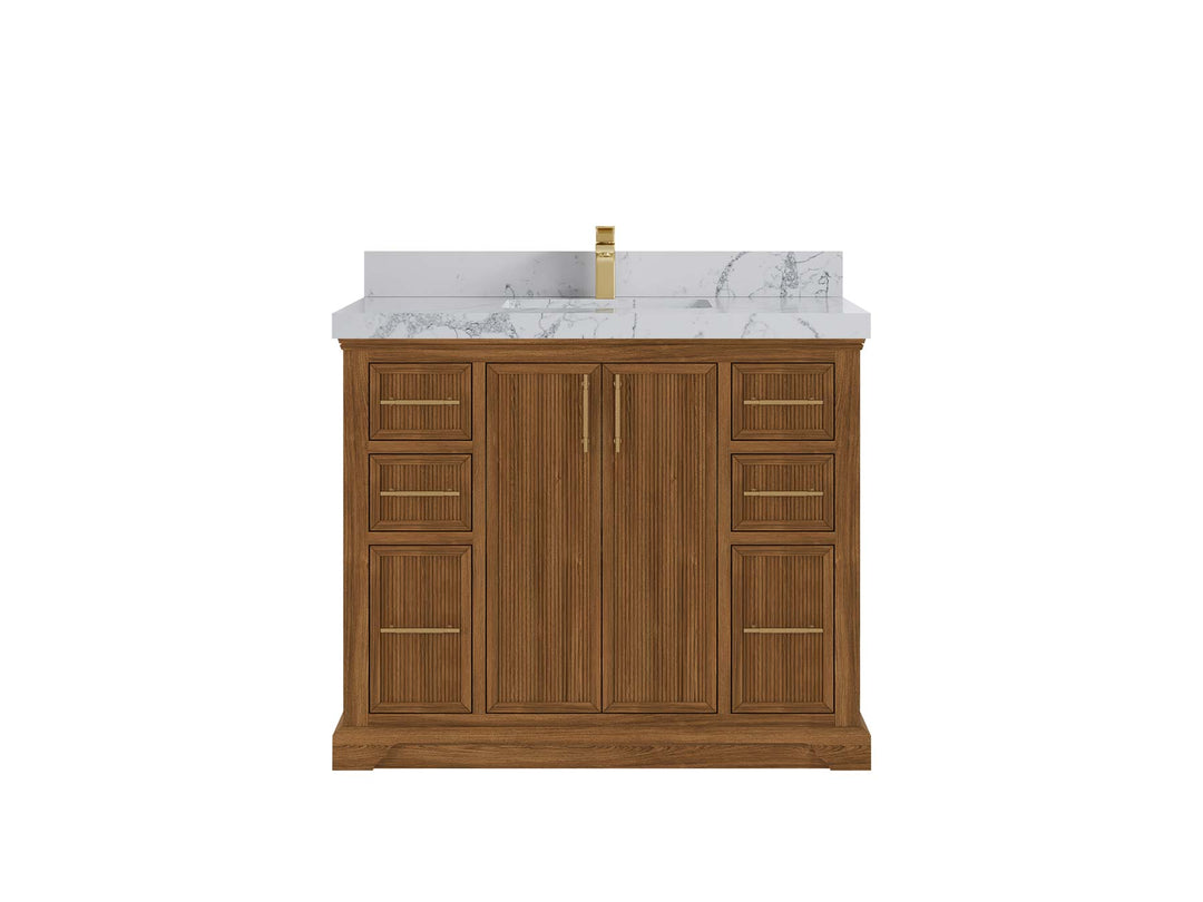 Alys Teak Wood 42 in. W x 22 in. D Single Sink Bathroom Vanity