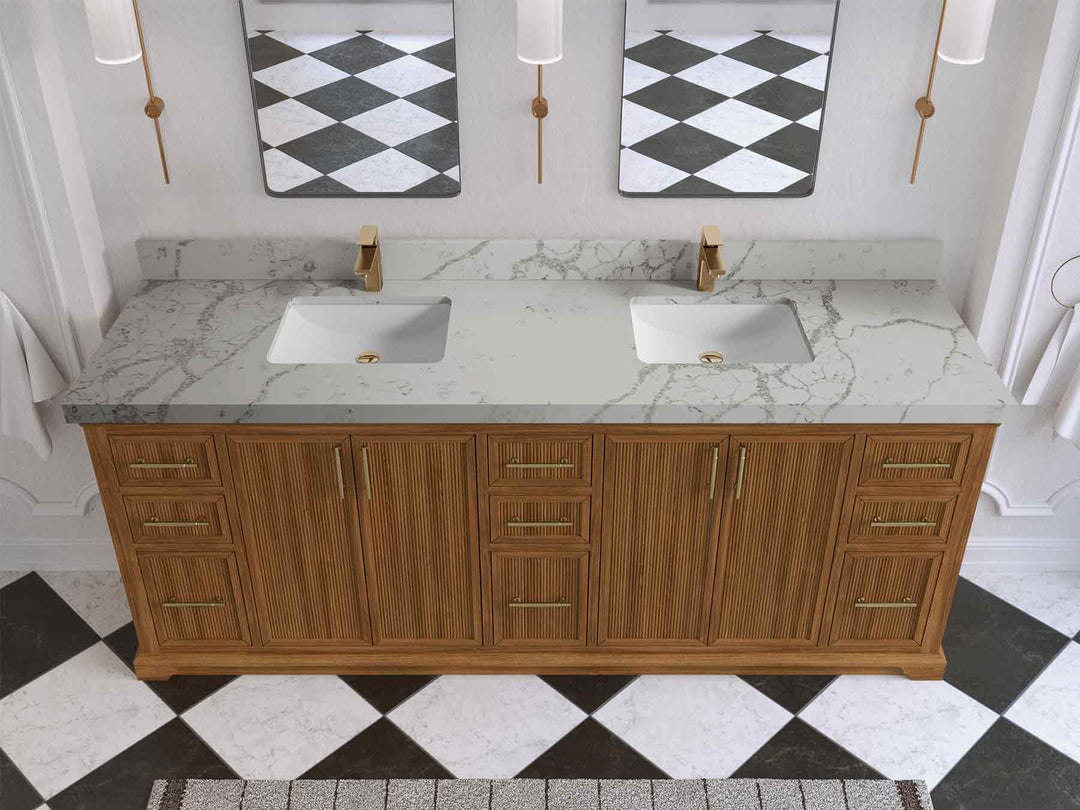 Alys Teak Wood 84 in. W x 22 in. D Double Sink Bathroom Vanity | 
              
                Dark Natural Teak
                
                  
             - ALS_TK_DNT_WHQZ_84D - photo №42