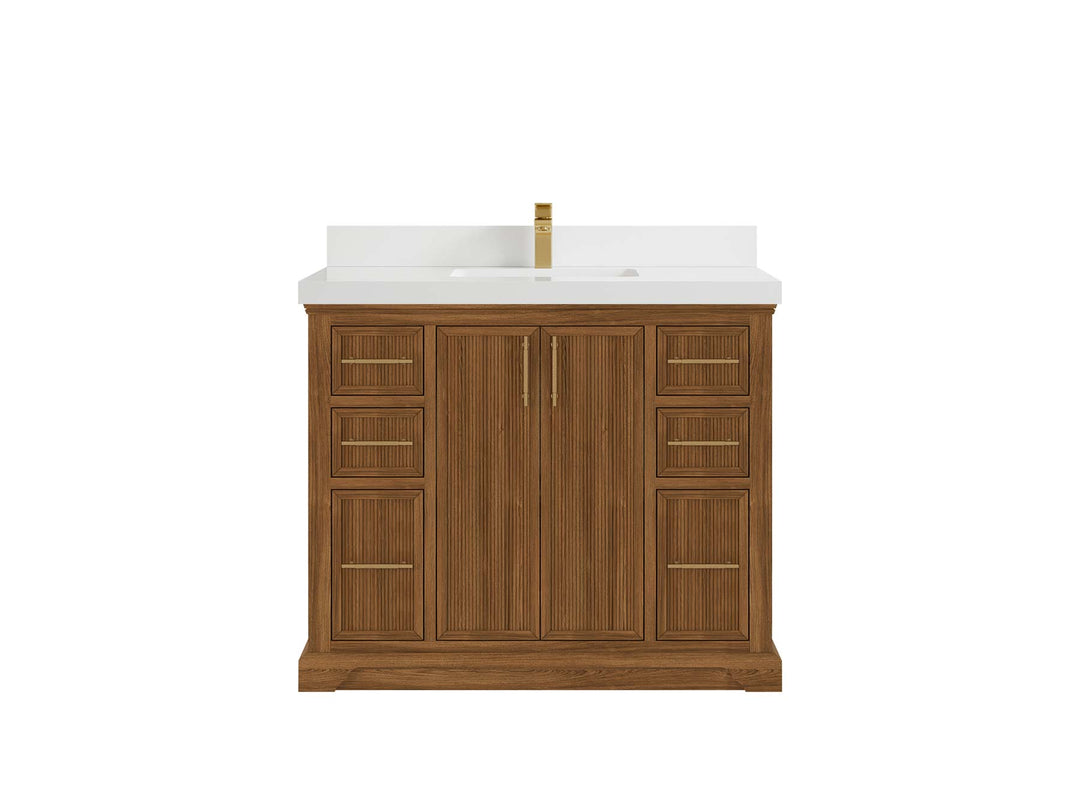 Alys Teak Wood 42 in. W x 22 in. D Single Sink Bathroom Vanity