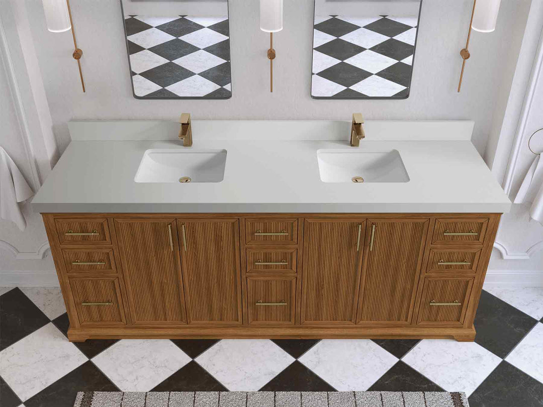 Alys Teak Wood 84 in. W x 22 in. D Double Sink Bathroom Vanity | 
              
                Dark Natural Teak
                
                  
             - ALS_TK_DNT_WHQZ_84D - photo №28