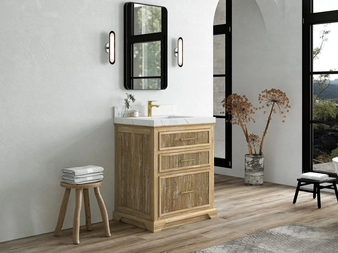 Alys Teak Wood 30 in. W x 22 in. D Single Sink Bathroom Vanity