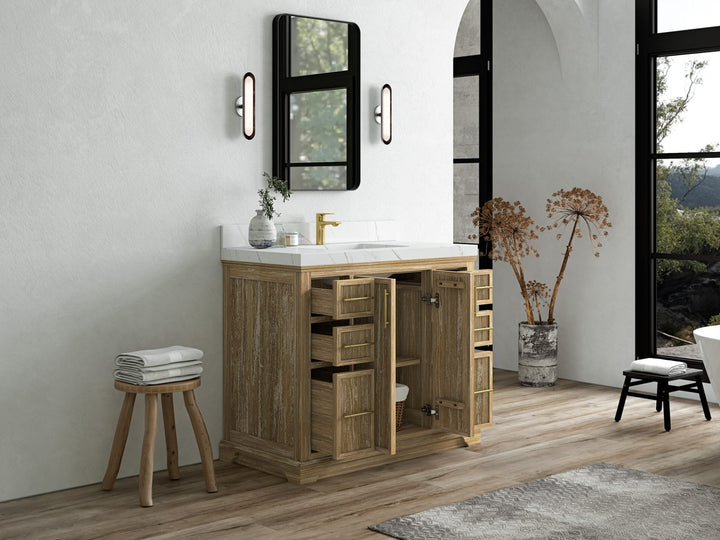 Alys Teak Wood 42 in. W x 22 in. D Single Sink Bathroom Vanity - photo 3