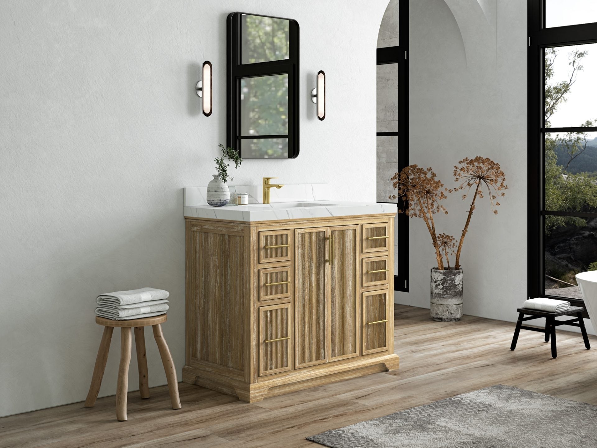 Alys Teak Wood 42 in. W x 22 in. D Single Sink Bathroom Vanity