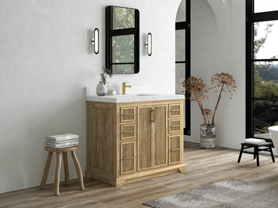 Alys Teak Wood 42 in. W x 22 in. D Single Sink Bathroom Vanity