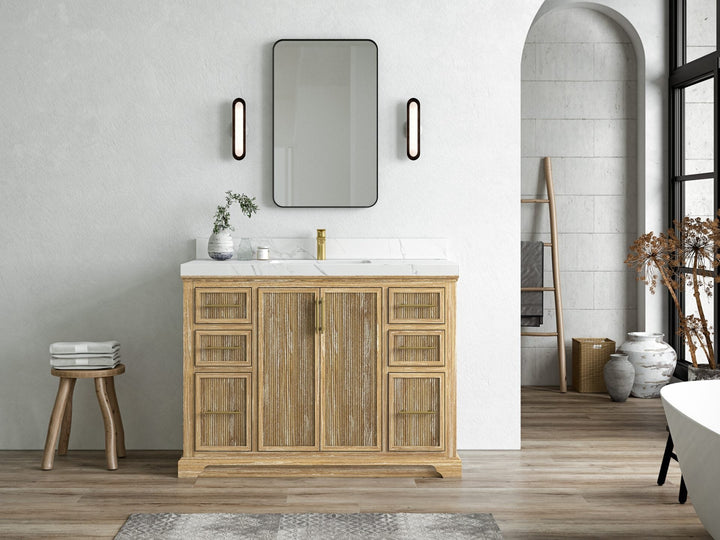 Alys Teak Wood 48 in. W x 22 in. D Single Sink Bathroom Vanity - photo 4