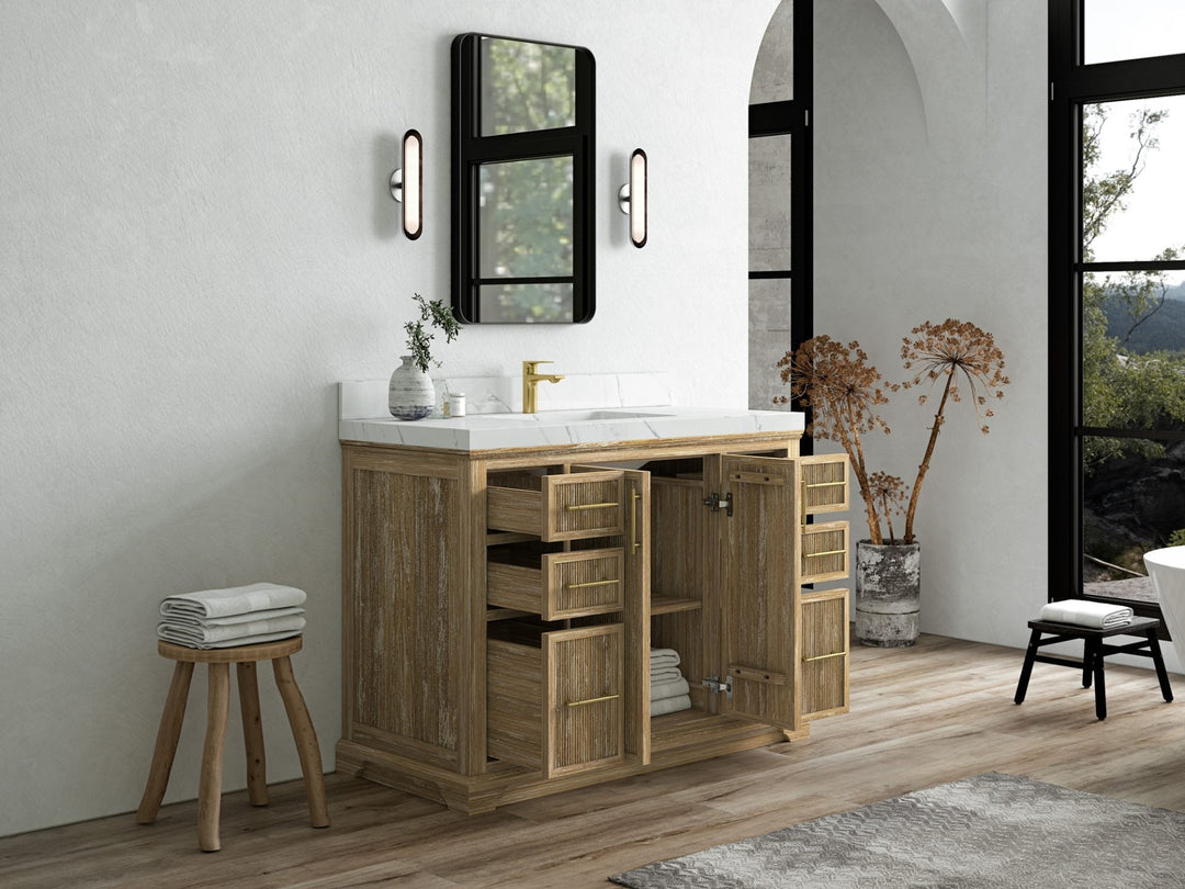 Alys Teak Wood 48 in. W x 22 in. D Single Sink Bathroom Vanity