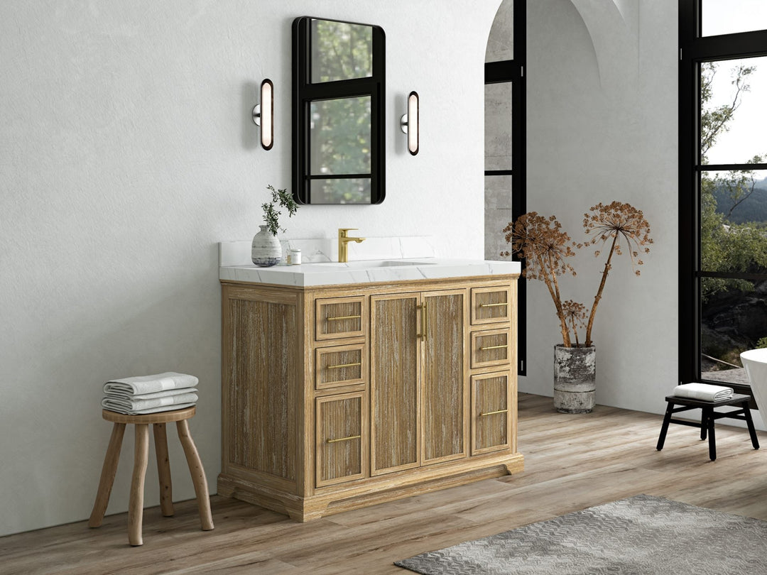 Alys Teak Wood 48 in. W x 22 in. D Single Sink Bathroom Vanity