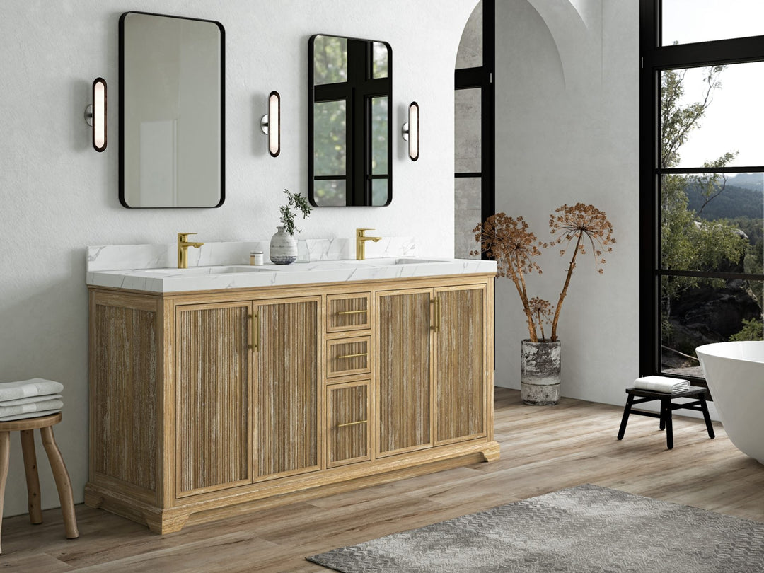 Alys Teak Wood 72 in. W x 22 in. D Double Sink Bathroom Vanity