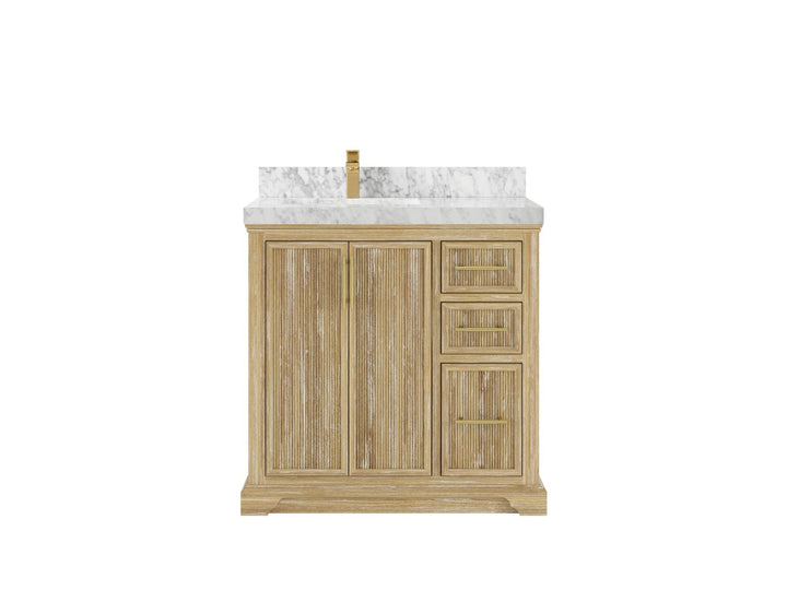 Alys Teak Wood 36 in. W x 22 in. D Left Offset Sink Bathroom Vanity - photo 11
