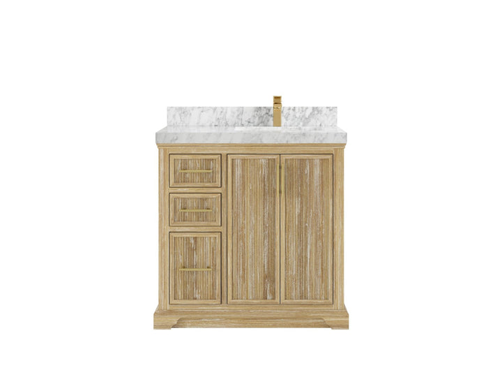 Alys Teak Wood 36 in. W x 22 in. D Right Offset Sink Bathroom Vanity - photo 11