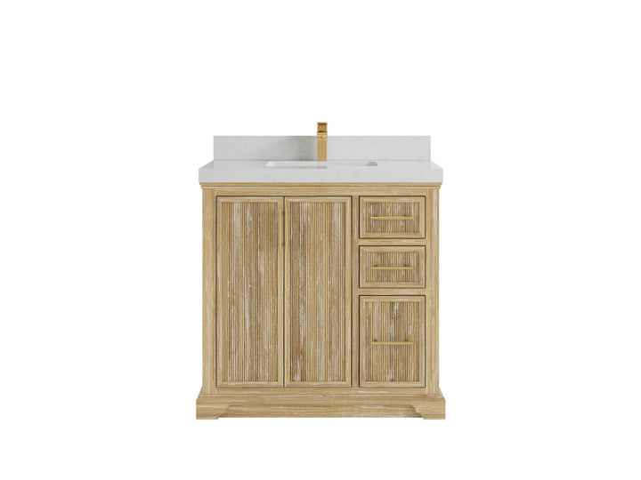 Alys Teak Wood 36 in. W x 22 in. D Center Sink Bathroom Vanity - photo 12