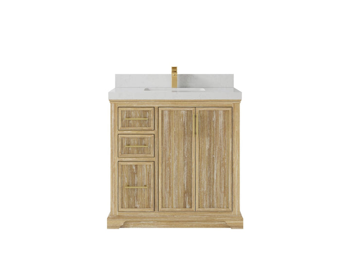 Alys Teak Wood 36 in. W x 22 in. D Center Sink Bathroom Vanity - photo 12