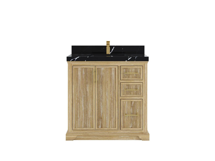 Alys Teak Wood 36 in. W x 22 in. D Center Sink Bathroom Vanity - photo 7
