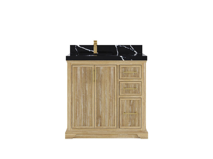 Alys Teak Wood 36 in. W x 22 in. D Left Offset Sink Bathroom Vanity - photo 7