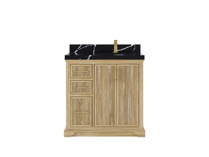 Alys Teak Wood 36 in. W x 22 in. D Right Offset Sink Bathroom Vanity - photo 7