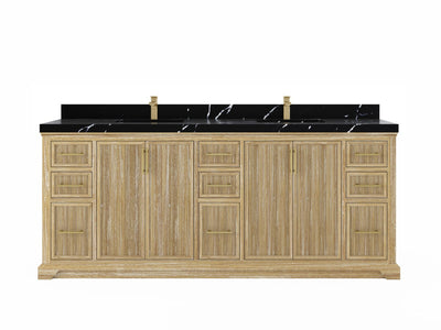 Alys Teak Wood 84 in. W x 22 in. D Double Sink Bathroom Vanity