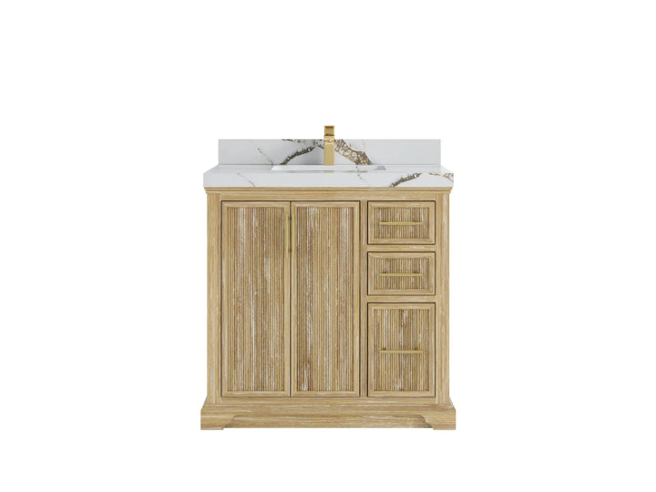 Alys Teak Wood 36 in. W x 22 in. D Center Sink Bathroom Vanity - photo 8