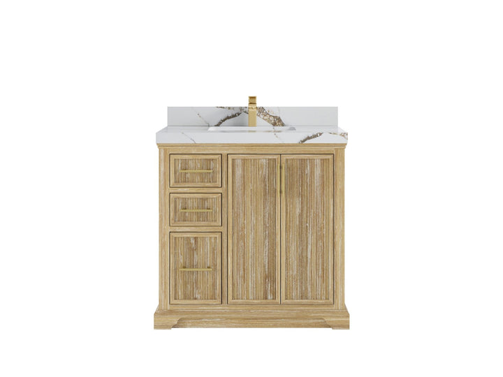 Alys Teak Wood 36 in. W x 22 in. D Center Sink Bathroom Vanity - photo 8