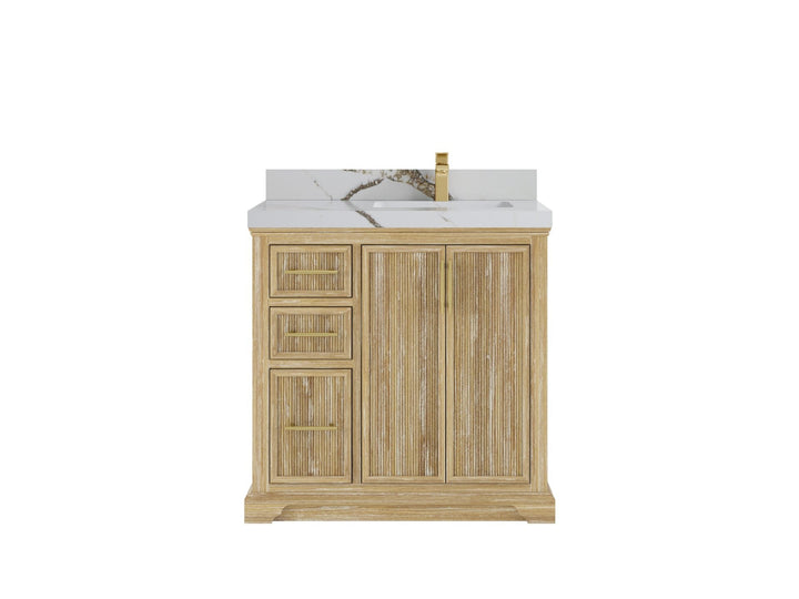 Alys Teak Wood 36 in. W x 22 in. D Right Offset Sink Bathroom Vanity - photo 8