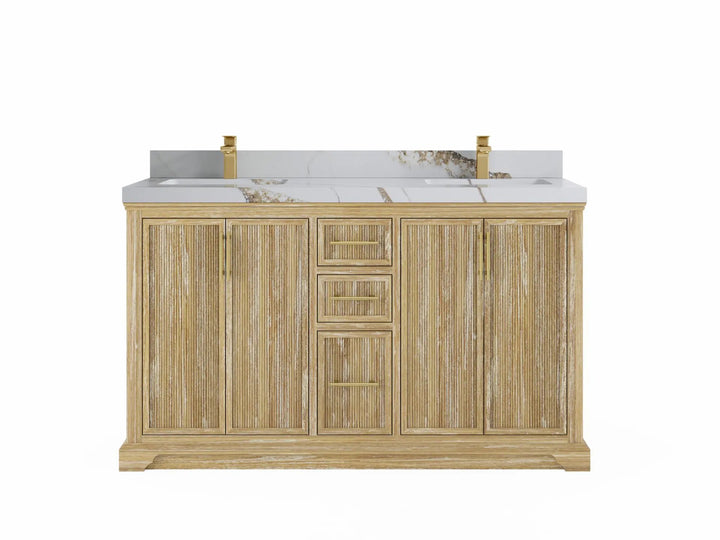 Alys Teak Wood 60 in. W x 22 in. D Double Sink Bathroom Vanity - photo 8