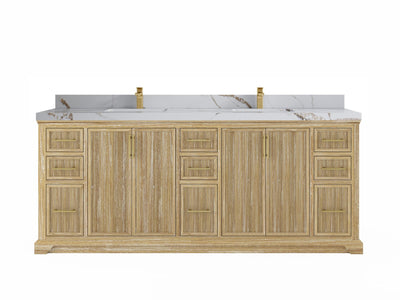 Alys Teak Wood 84 in. W x 22 in. D Double Sink Bathroom Vanity