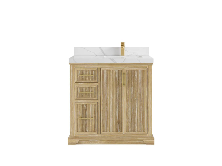 Alys Teak Wood 36 in. W x 22 in. D Right Offset Sink Bathroom Vanity - photo 13