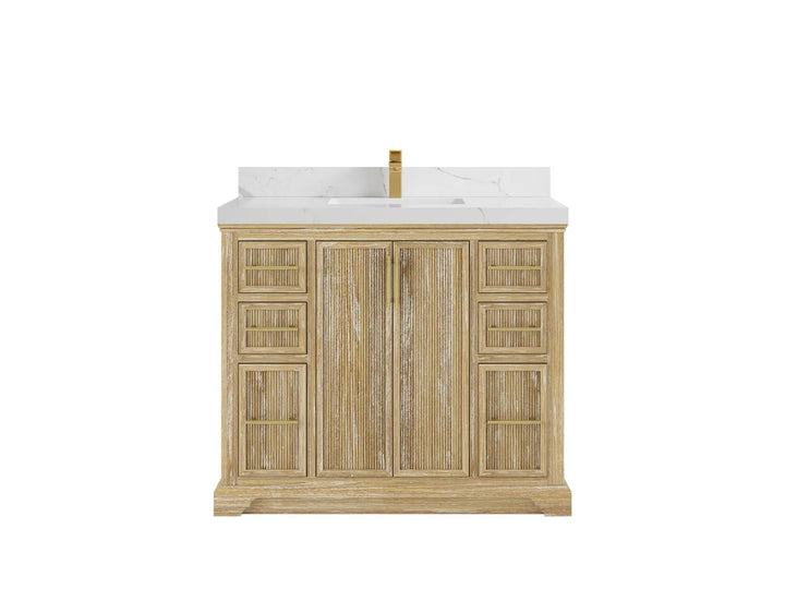 Alys Teak Wood 42 in. W x 22 in. D Single Sink Bathroom Vanity - photo 1