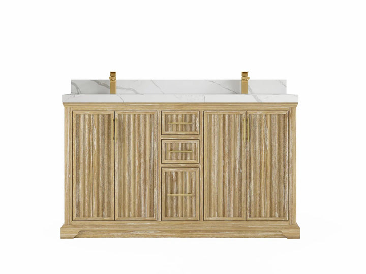Alys Teak Wood 60 in. W x 22 in. D Double Sink Bathroom Vanity - photo 13