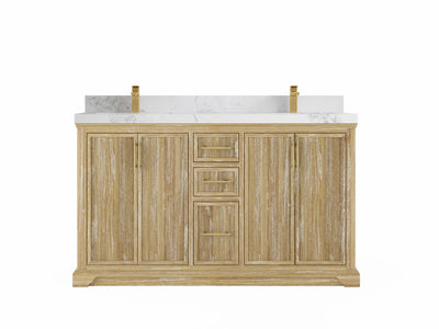 Alys Teak Wood 60 in. W x 22 in. D Double Sink Bathroom Vanity