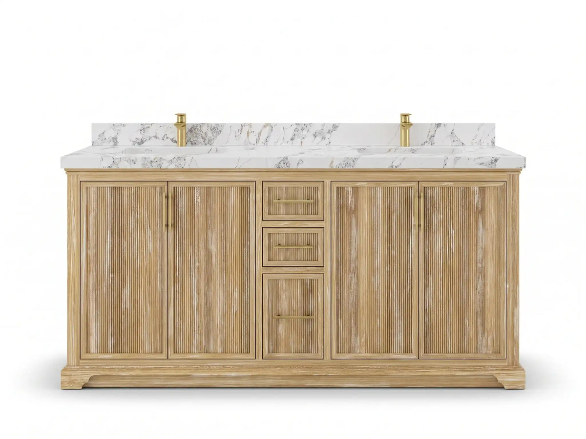 Alys Teak Wood 72 in. W x 22 in. D Double Sink Bathroom Vanity