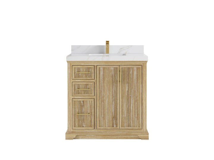Alys Teak Wood 36 in. W x 22 in. D Center Sink Bathroom Vanity - photo 10