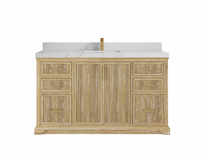 Alys Teak Wood 60 in. W x 22 in. D Single Sink Bathroom Vanity - photo 10