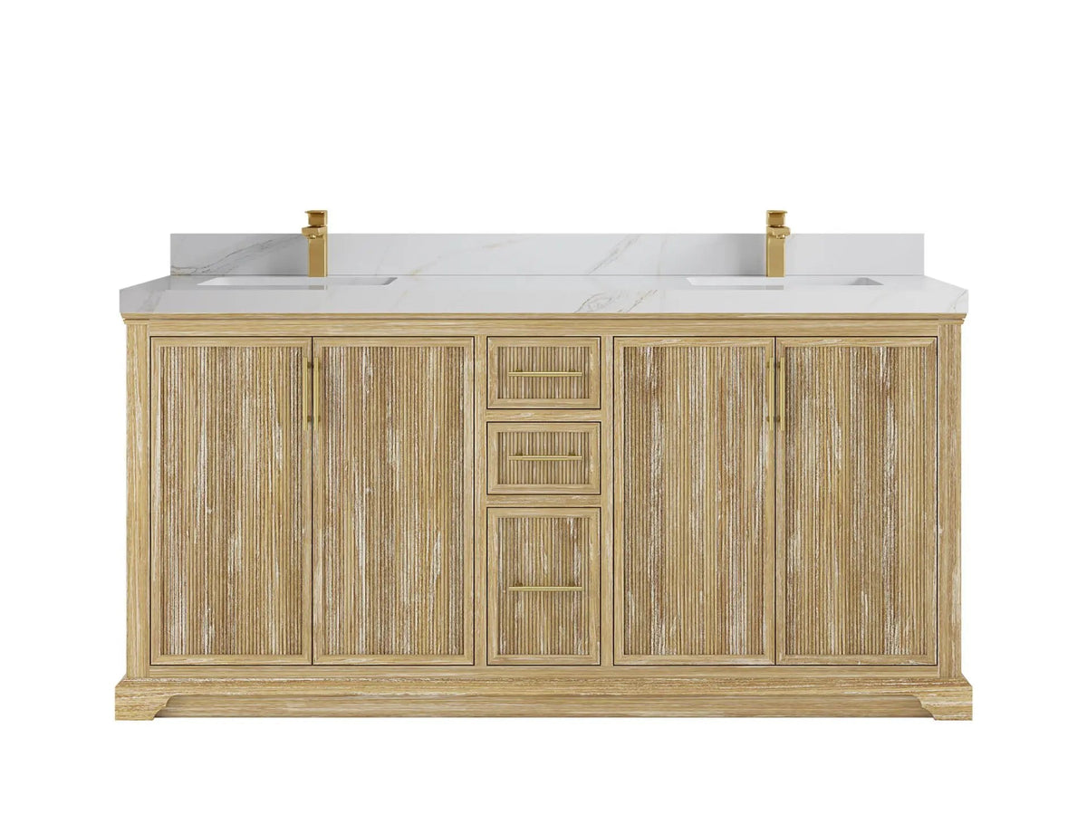 Alys Teak Wood 72 in. W x 22 in. D Double Sink Bathroom Vanity