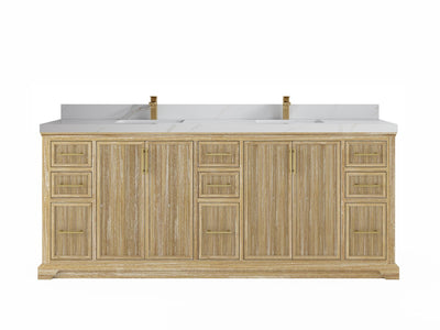Alys Teak Wood 84 in. W x 22 in. D Double Sink Bathroom Vanity
