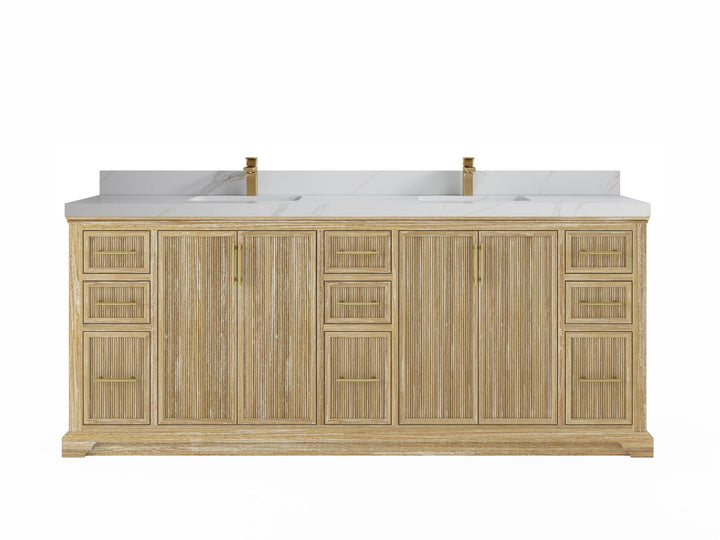 Alys Teak Wood 84 in. W x 22 in. D Double Sink Bathroom Vanity - photo 11