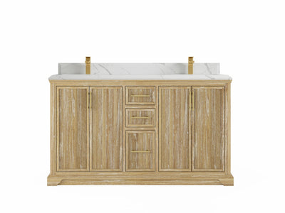 Alys Teak Wood 60 in. W x 22 in. D Double Sink Bathroom Vanity