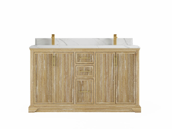 Alys Teak Wood 60 in. W x 22 in. D Double Sink Bathroom Vanity - photo 14