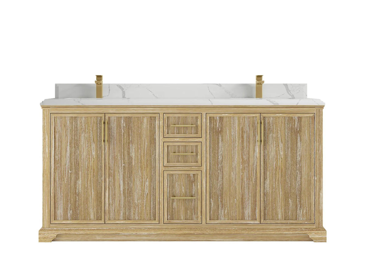 Alys Teak Wood 72 in. W x 22 in. D Double Sink Bathroom Vanity