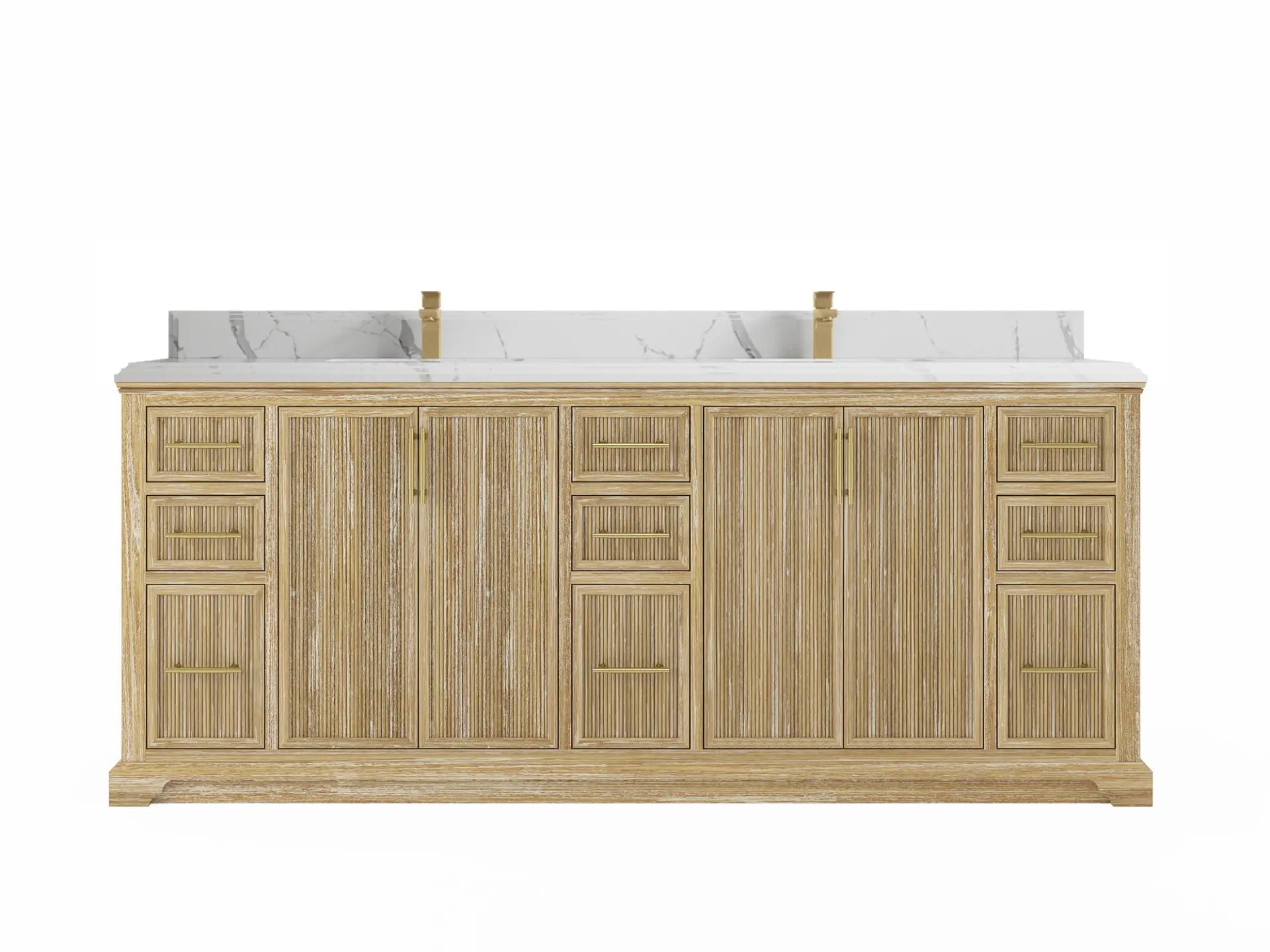 Alys Teak Wood 84 in. W x 22 in. D Double Sink Bathroom Vanity