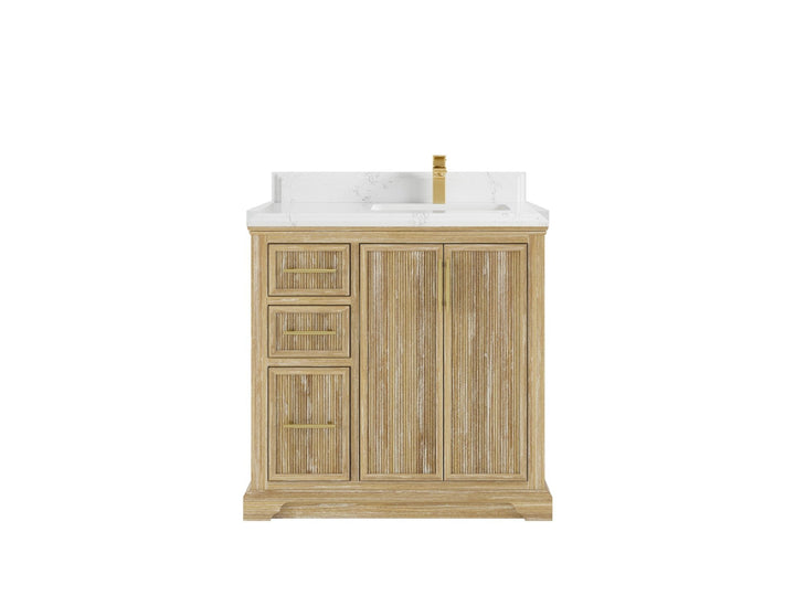 Alys Teak Wood 36 in. W x 22 in. D Right Offset Sink Bathroom Vanity - photo 15
