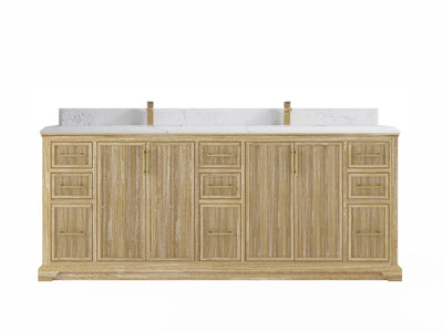 Alys Teak Wood 84 in. W x 22 in. D Double Sink Bathroom Vanity