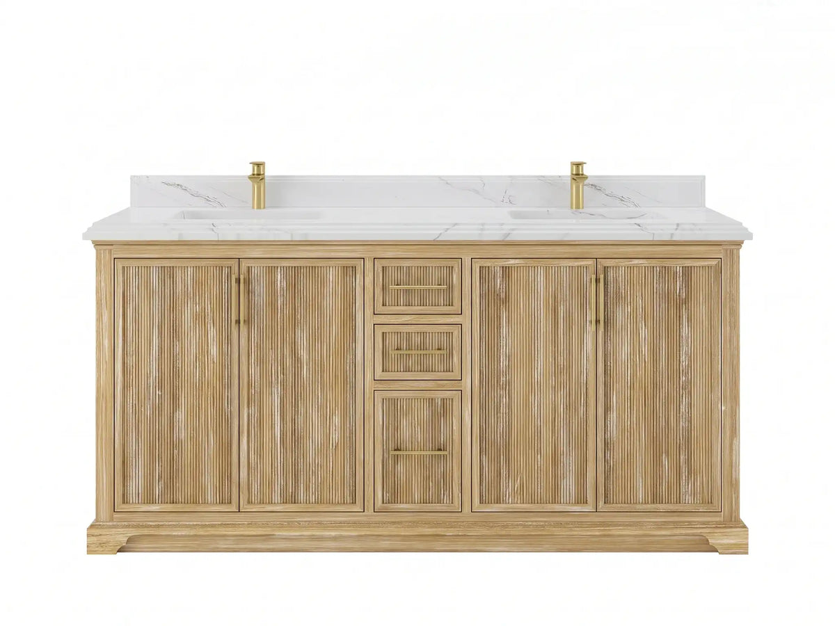 Alys Teak Wood 72 in. W x 22 in. D Double Sink Bathroom Vanity