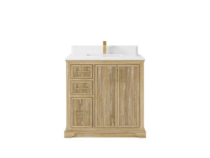 Alys Teak Wood 36 in. W x 22 in. D Center Sink Bathroom Vanity - photo 16