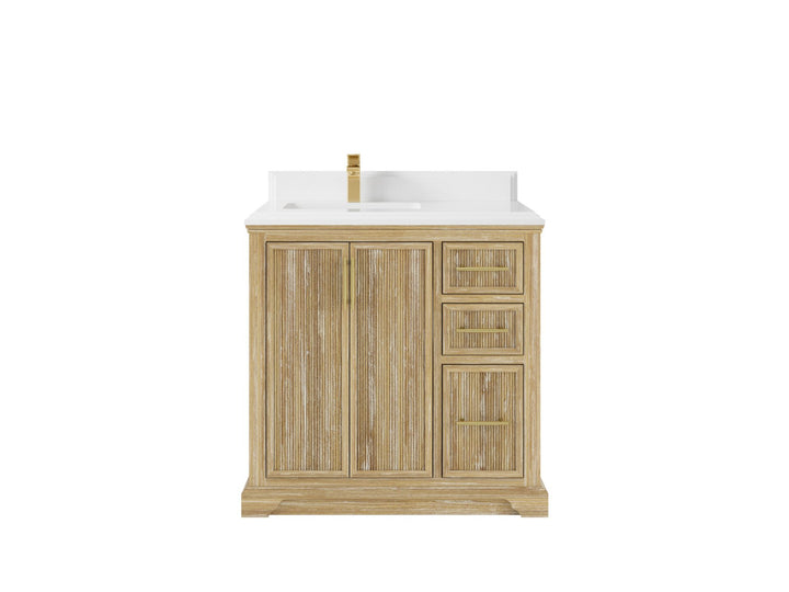 Alys Teak Wood 36 in. W x 22 in. D Left Offset Sink Bathroom Vanity - photo 16