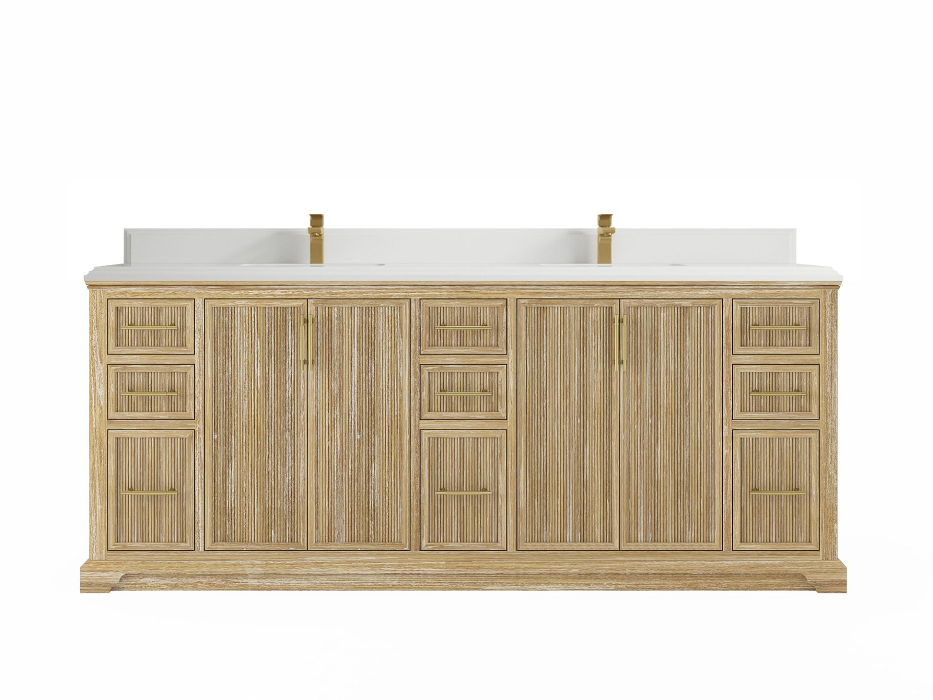 Alys Teak Wood 84 in. W x 22 in. D Double Sink Bathroom Vanity