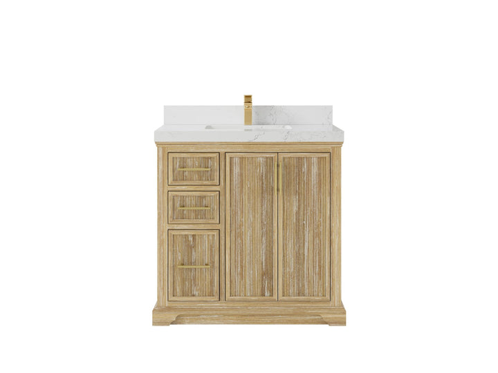 Alys Teak Wood 36 in. W x 22 in. D Center Sink Bathroom Vanity - photo 17